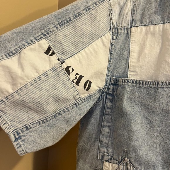 Men's Vintage Dakota Blue Denim Patchwork Button Down Shirt - Picture 5 of 8